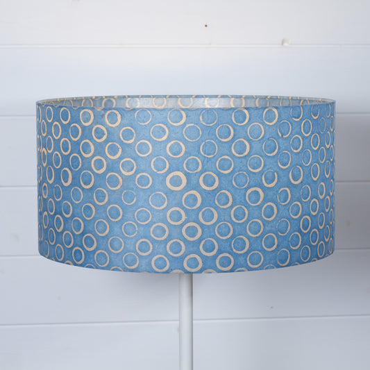 Drum Lamp Shade - P72 - Batik Blue Circles, 40cm(d) x 20cm(h)