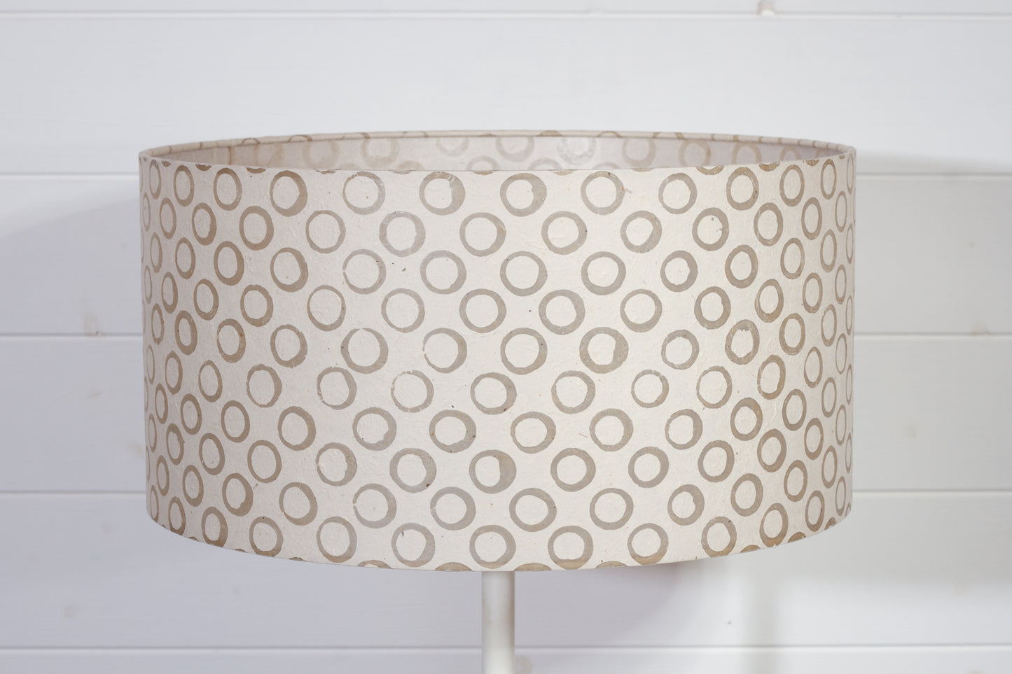Drum Lamp Shade - P74 - Batik Natural Circles, 40cm(d) x 20cm(h)