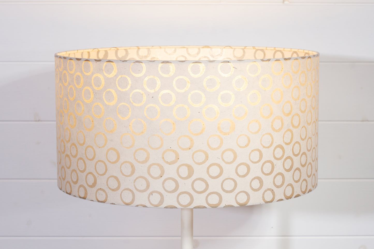 Drum Lamp Shade - P74 - Batik Natural Circles, 40cm(d) x 20cm(h)
