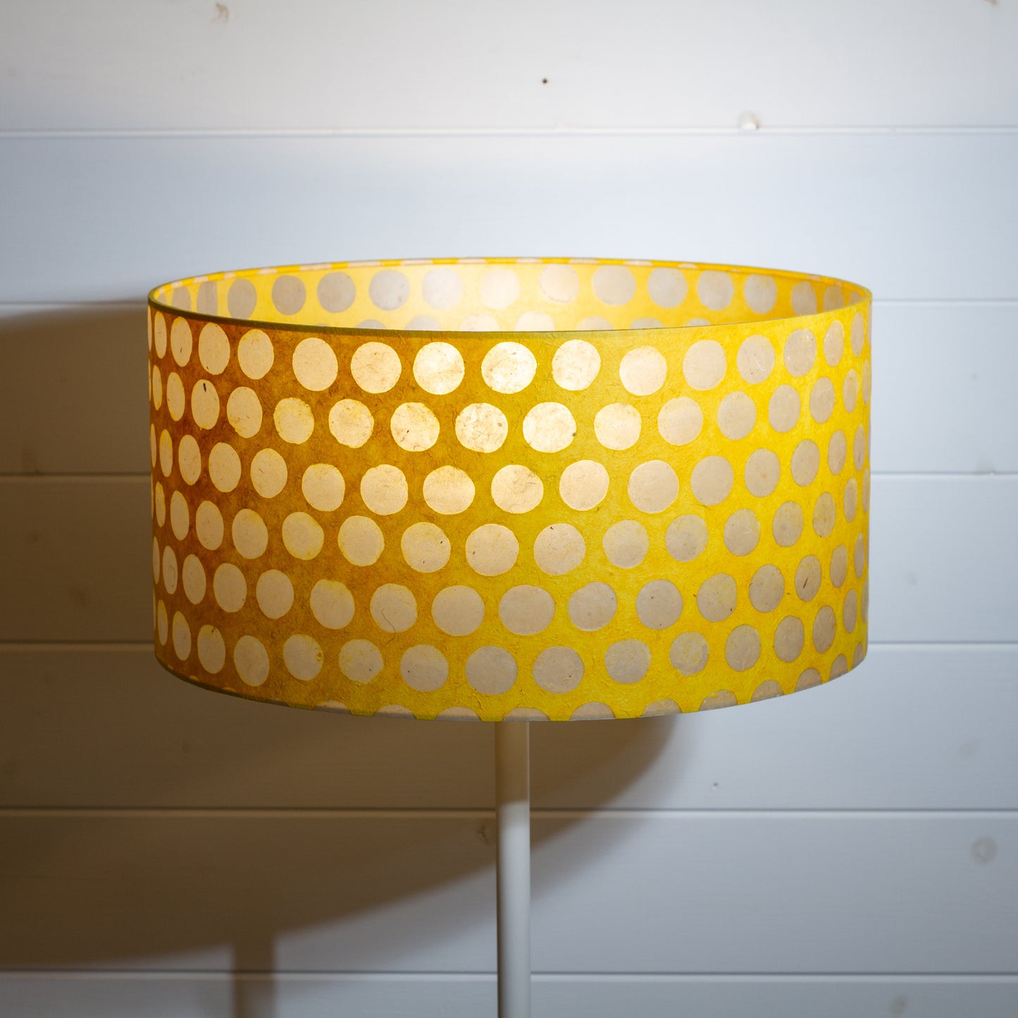 Drum Lamp Shade - P86 ~ Batik Dots on Yellow, 40cm(d) x 20cm(h)
