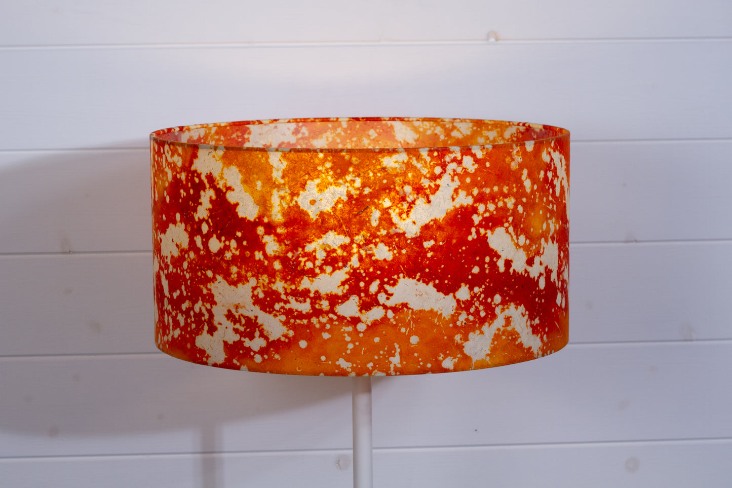 Drum Lamp Shade - B112 ~ Batik Lava Red/Orange, 40cm(d) x 20cm(h)