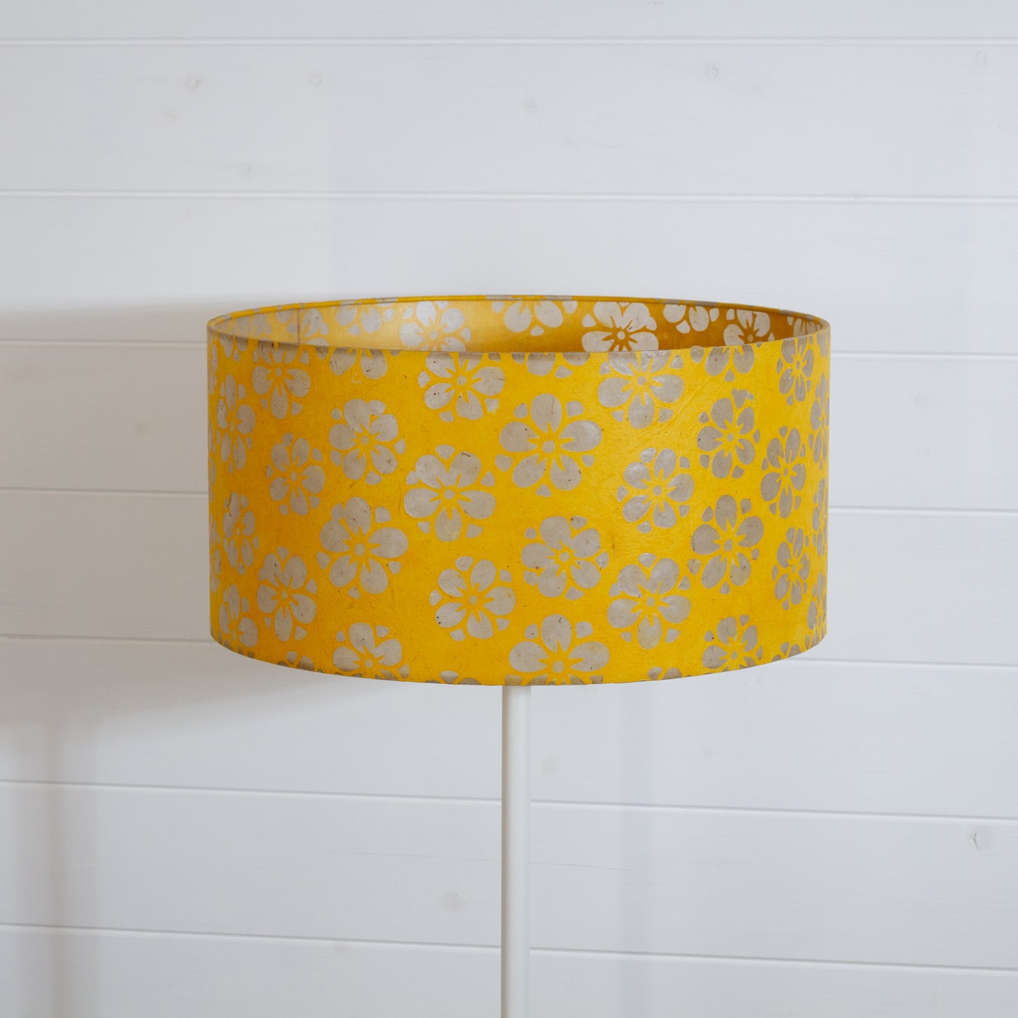 Drum Lamp Shade - B128 ~ Batik Star Flower Yellow, 40cm(d) x 20cm(h)