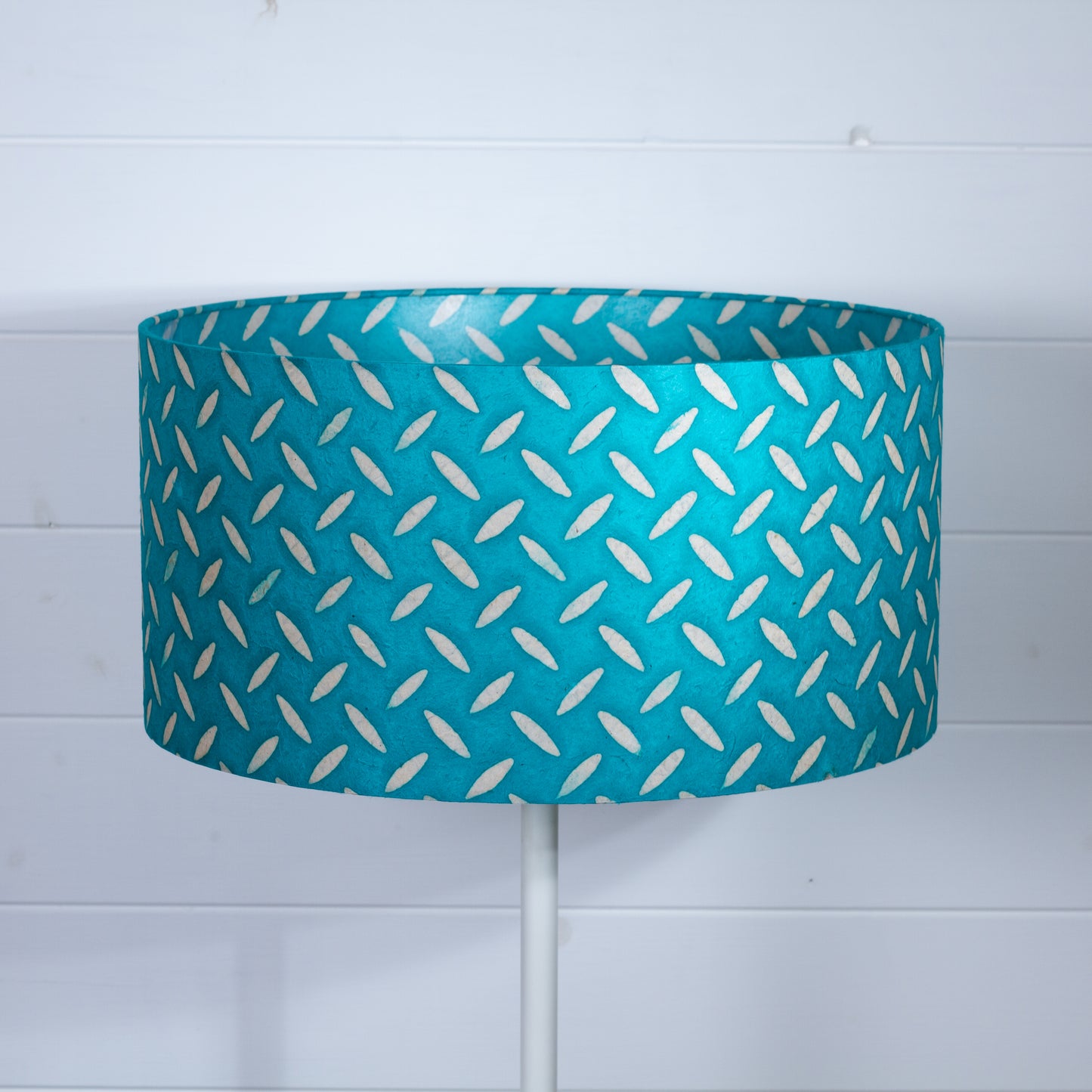 Drum Lamp Shade - P15 - Batik Tread Plate Mint Green, 40cm(d) x 20cm(h)