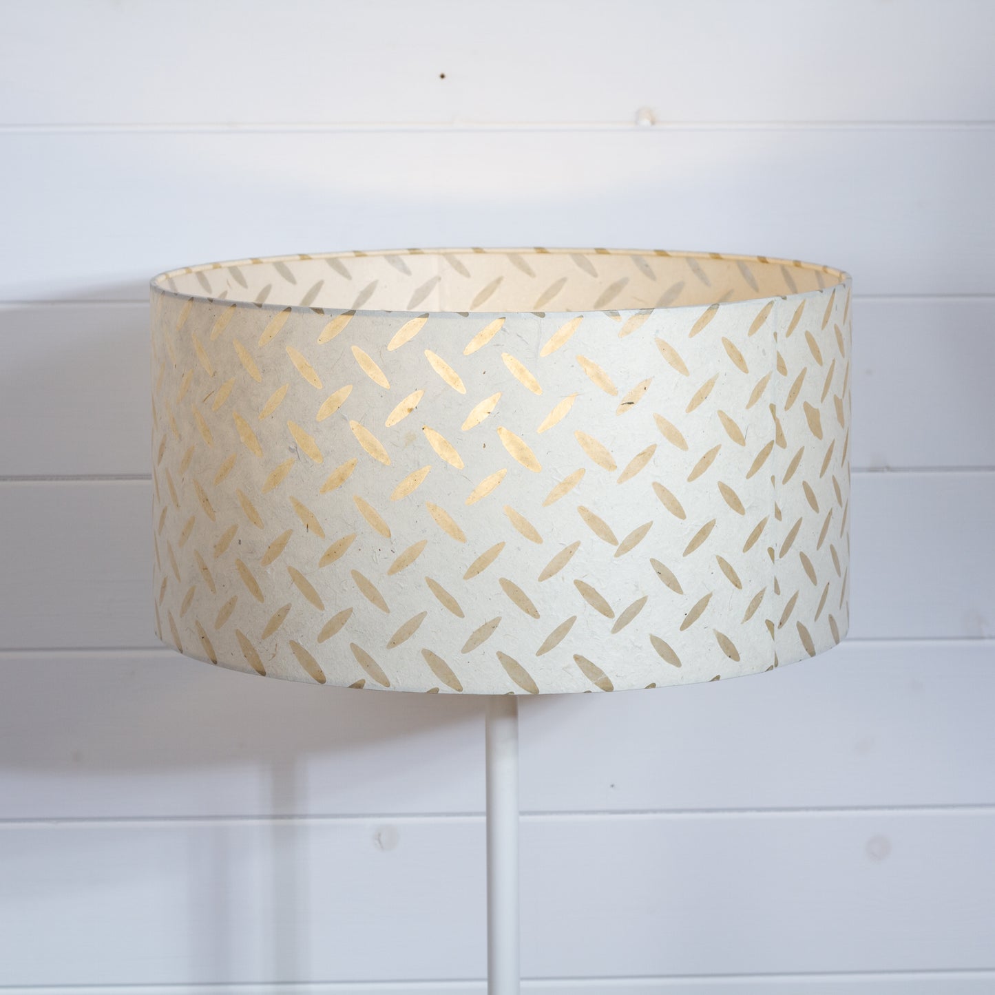 Drum Lamp Shade - P10 - Batik Tread Plate Natural, 40cm(d) x 20cm(h)