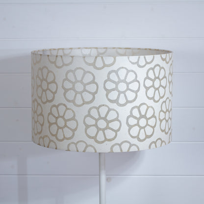 Drum Lamp Shade - P17 - Batik Big Flower on Natural, 40cm(d) x 25cm(h)
