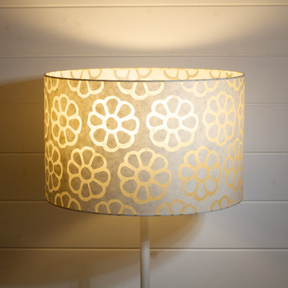 Drum Lamp Shade - P17 - Batik Big Flower on Natural, 40cm(d) x 25cm(h)