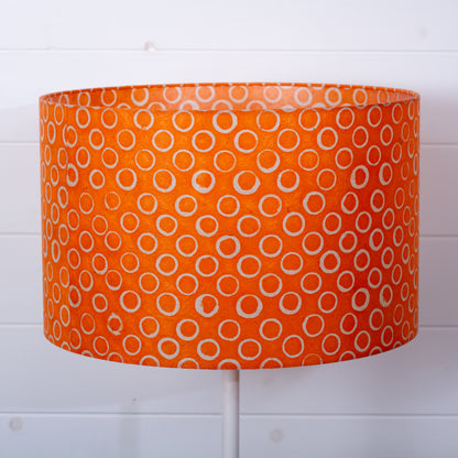 Drum Lamp Shade - P03 - Batik Orange Circles, 40cm(d) x 25cm(h)