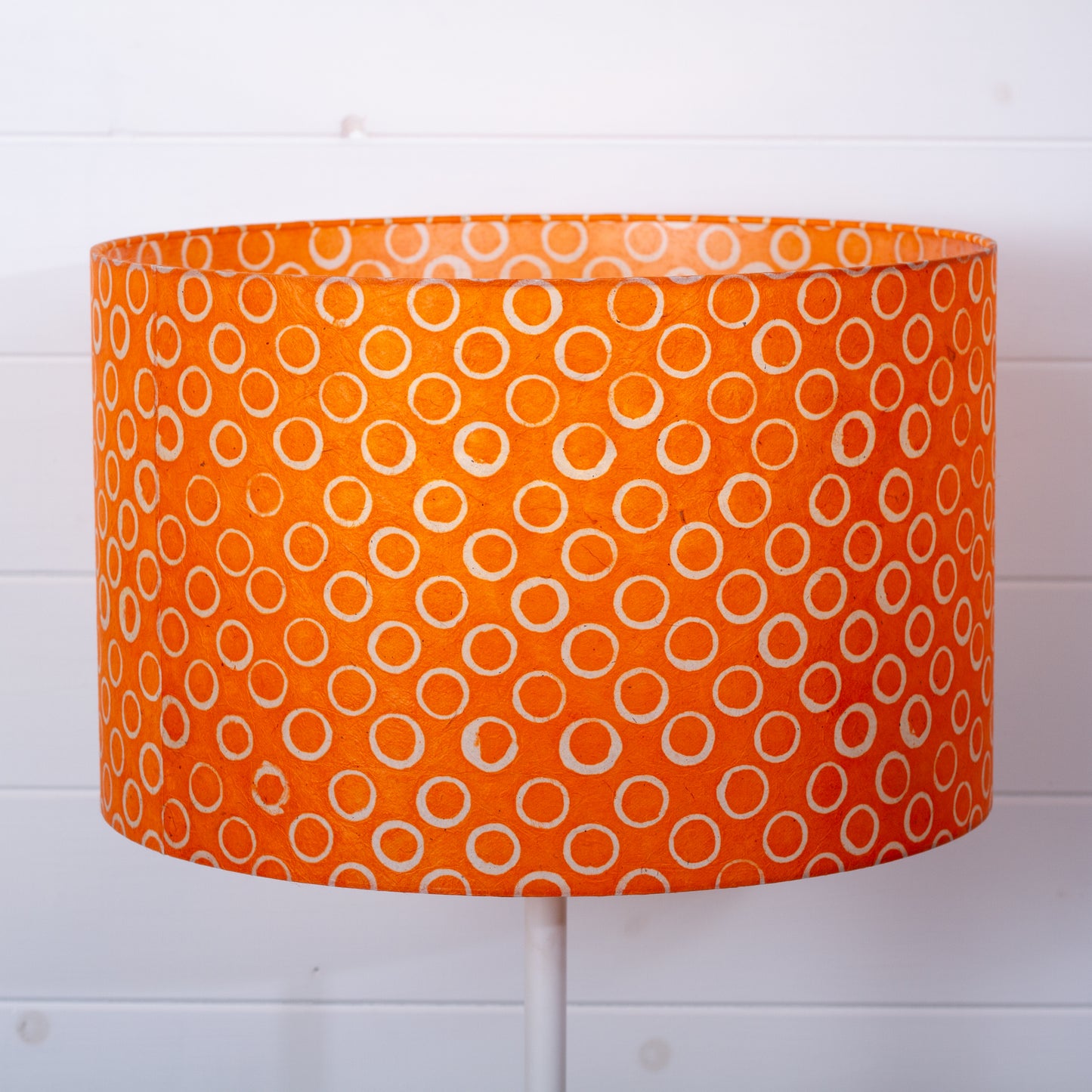 Drum Lamp Shade - P03 - Batik Orange Circles, 40cm(d) x 25cm(h)