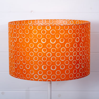 Drum Lamp Shade - P03 - Batik Orange Circles, 40cm(d) x 25cm(h)