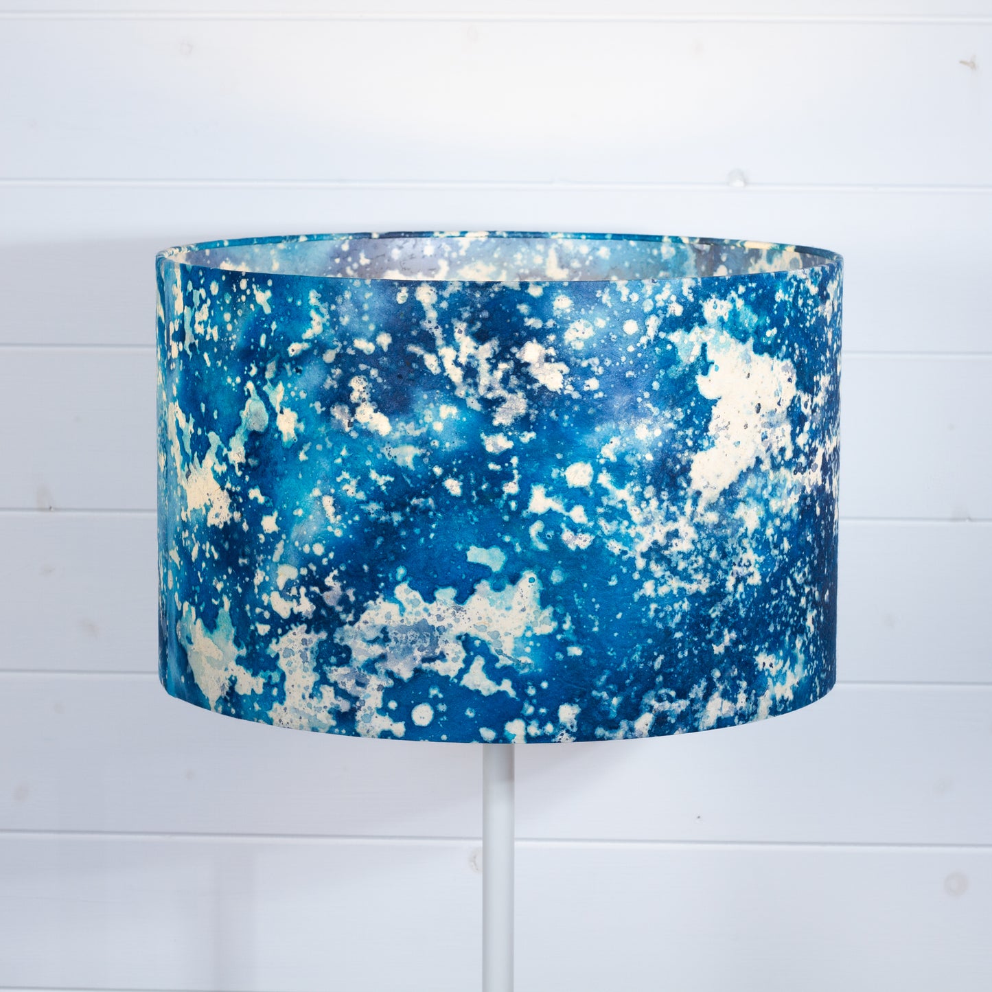 Drum Lamp Shade - B113 Batik Ocean Blues, 40cm(d) x 25cm(h)
