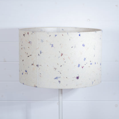 Drum Lamp Shade - P34 - Cornflower Petals on Natural, 40cm(d) x 25cm(h)