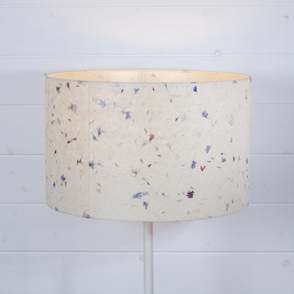 Drum Lamp Shade - P34 - Cornflower Petals on Natural, 40cm(d) x 25cm(h)