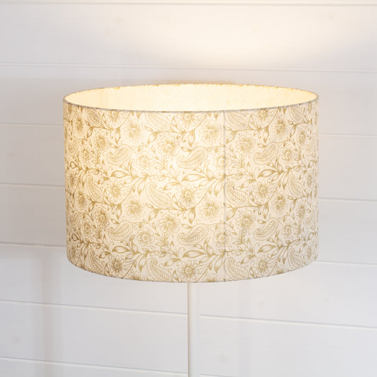 Drum Lamp Shade - P69 ~ Garden Gold on Natural, 40cm(d) x 25cm(h)