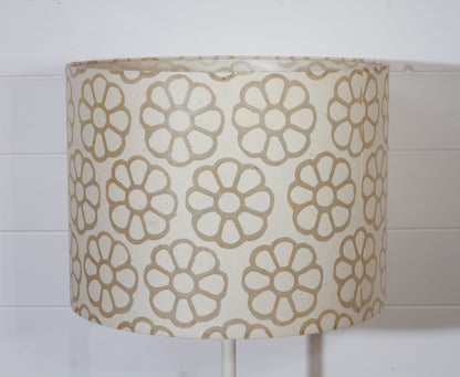 Drum Lamp Shade - P17 - Batik Big Flower on Natural, 40cm(d) x 30cm(h)
