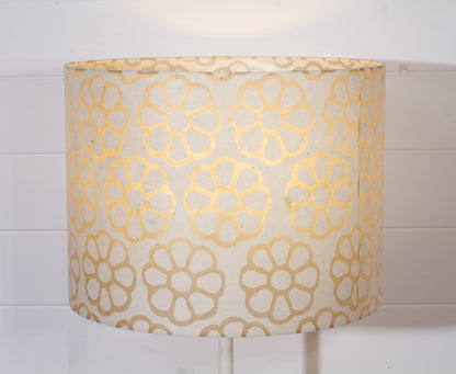 Drum Lamp Shade - P17 - Batik Big Flower on Natural, 40cm(d) x 30cm(h)