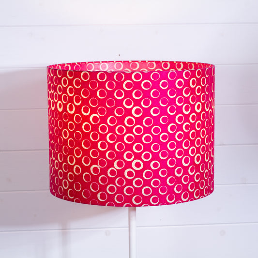Drum Lamp Shade - B140 ~ Batik Circles Hot Pink, 40cm(d) x 30cm(h)