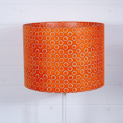 Drum Lamp Shade - P03 - Batik Orange Circles, 40cm(d) x 30cm(h)