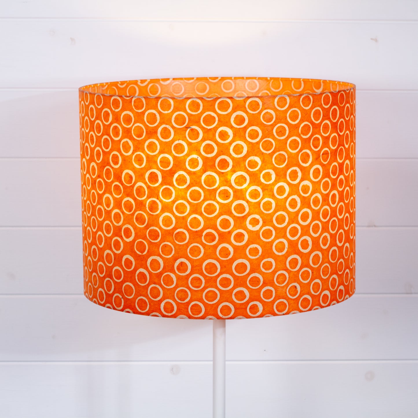 Drum Lamp Shade - P03 - Batik Orange Circles, 40cm(d) x 30cm(h)