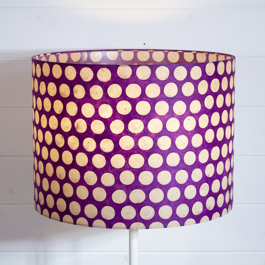 Drum Lamp Shade - P79 - Batik Dots on Purple, 40cm(d) x 30cm(h)