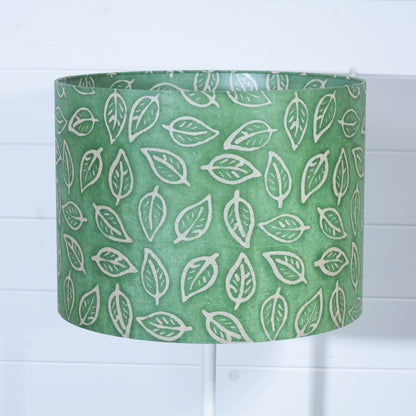 Drum Lamp Shade - P29 - Batik Leaf on Green, 40cm(d) x 30cm(h)