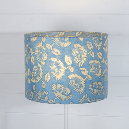 Drum Lamp Shade - B129 ~ Batik Peony Blue, 40cm(d) x 30cm(h)