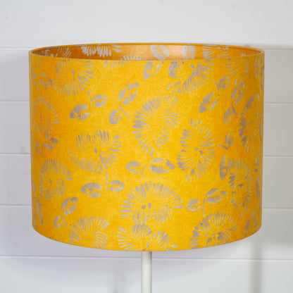 Drum Lamp Shade - B120 - Batik Peony Yellow, 40cm(d) x 30cm(h)