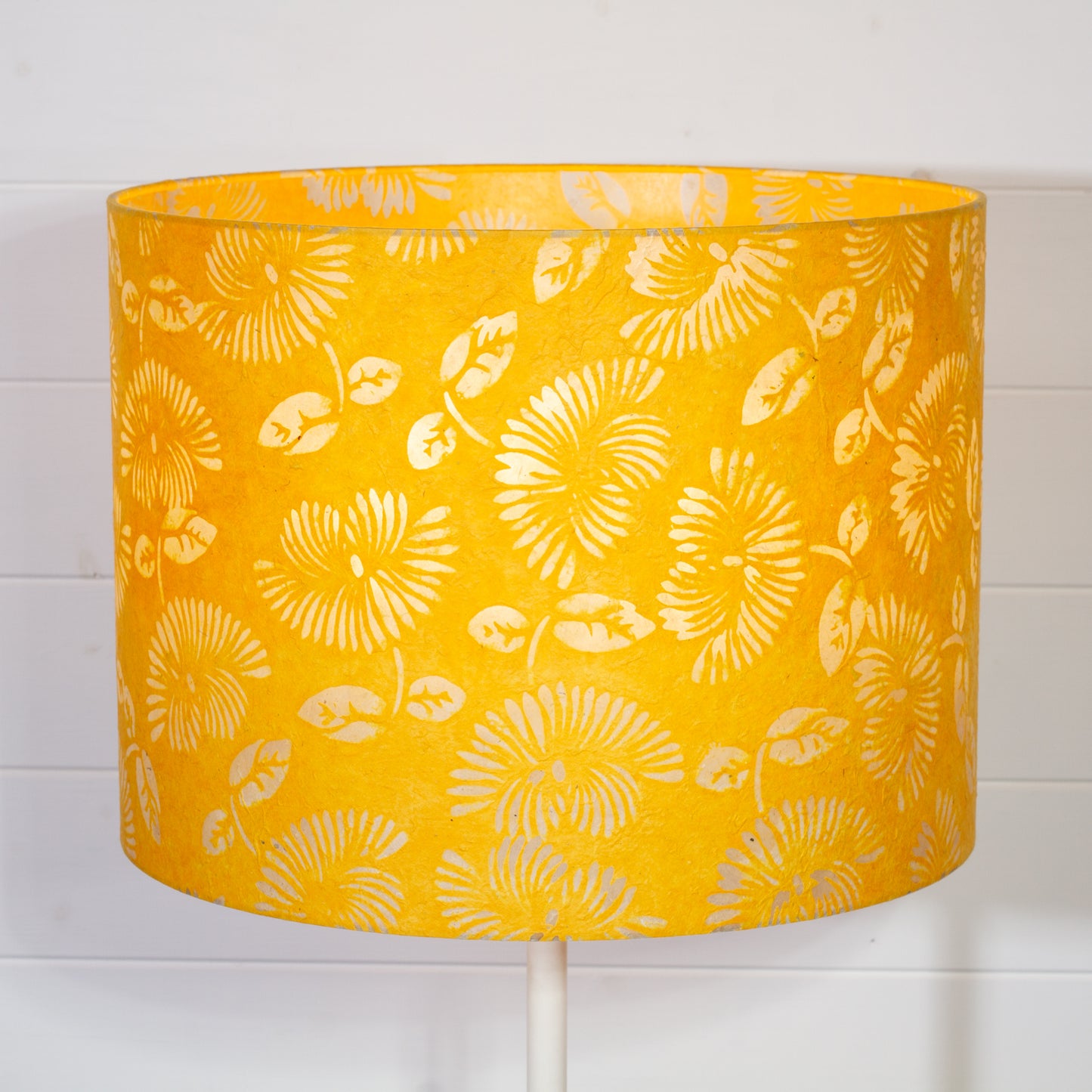 Drum Lamp Shade - B120 - Batik Peony Yellow, 40cm(d) x 30cm(h)