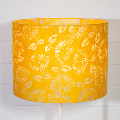 Drum Lamp Shade - B120 - Batik Peony Yellow, 40cm(d) x 30cm(h)