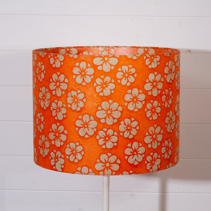 Drum Lamp Shade - P94 - Batik Star Flower on Orange, 40cm(d) x 30cm(h)