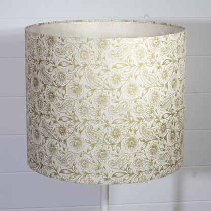 Drum Lamp Shade - P69 ~ Garden Gold on Natural, 35cm(d) x 30cm(h)