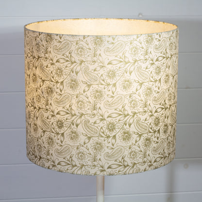 Drum Lamp Shade - P69 ~ Garden Gold on Natural, 35cm(d) x 30cm(h)