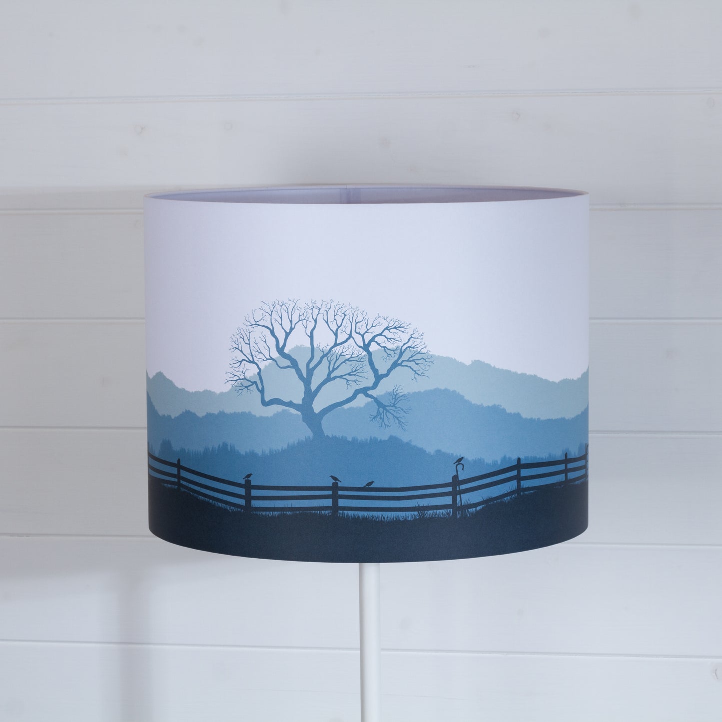 Landscape Print Drum Lamp Shade 40cm(d) x 30cm(h) - Blue (Gate)