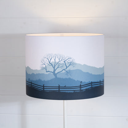 Landscape Print Drum Lamp Shade 40cm(d) x 30cm(h) - Blue (Gate)