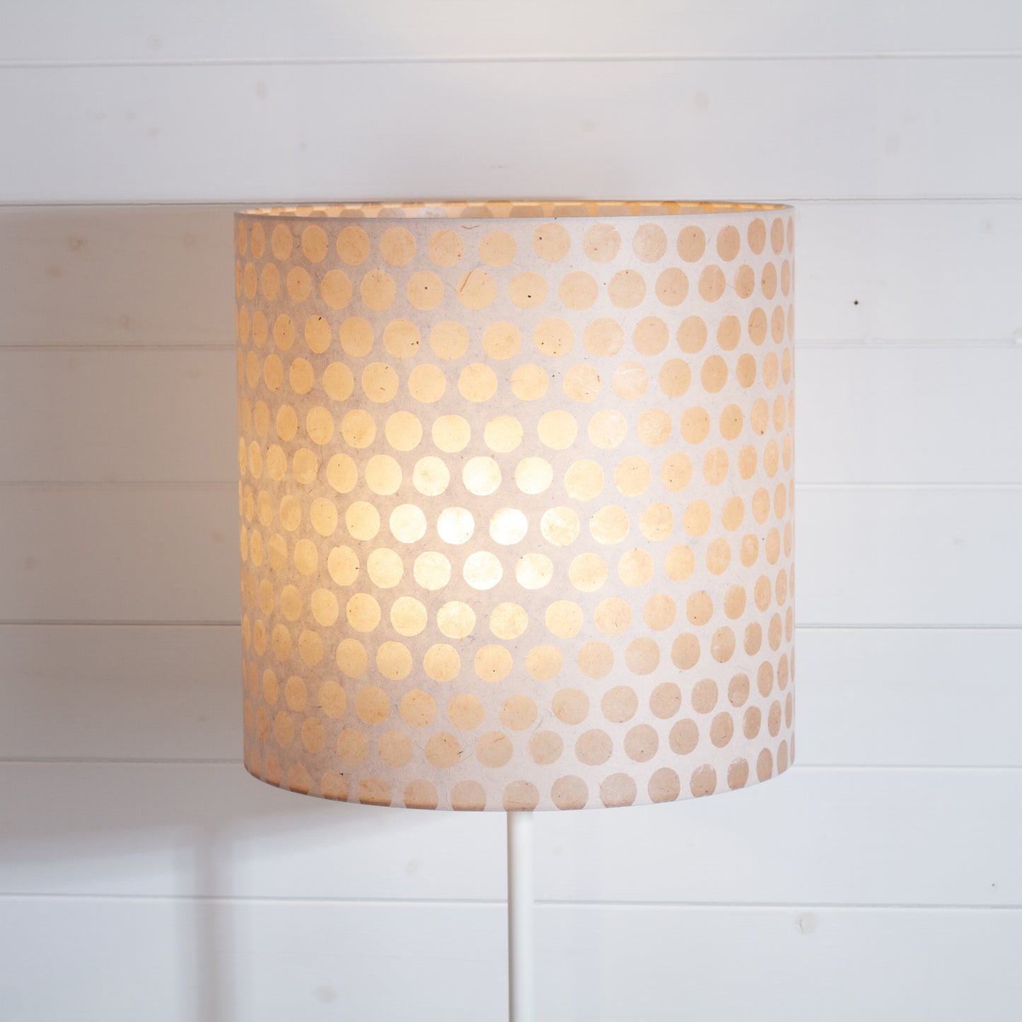 Drum Lamp Shade - P85 ~ Batik Dots on Natural, 40cm(d) x 40cm(h)