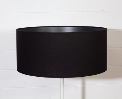 Drum Lamp Shade - F170 Black Linen Fabric, 45cm(d) x 20cm(h)