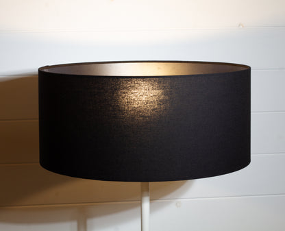 Drum Lamp Shade - F170 Black Linen Fabric, 45cm(d) x 20cm(h)