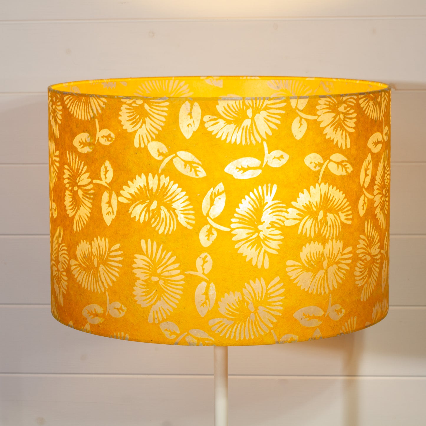 Drum Lamp Shade - B120 - Batik Peony Yellow, 45cm(d) x 30cm(h)