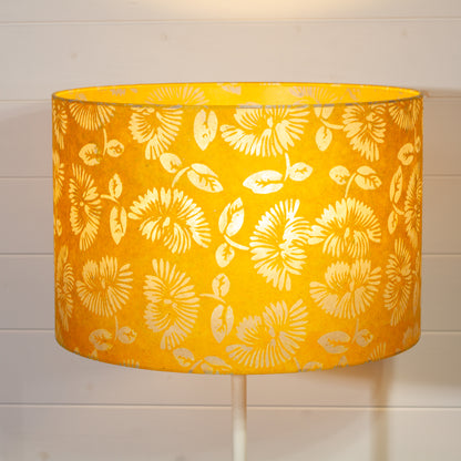 Drum Lamp Shade - B120 - Batik Peony Yellow, 45cm(d) x 30cm(h)