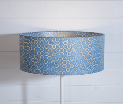 Drum Lamp Shade - P72 - Batik Blue Circles, 50cm(d) x 20cm(h)