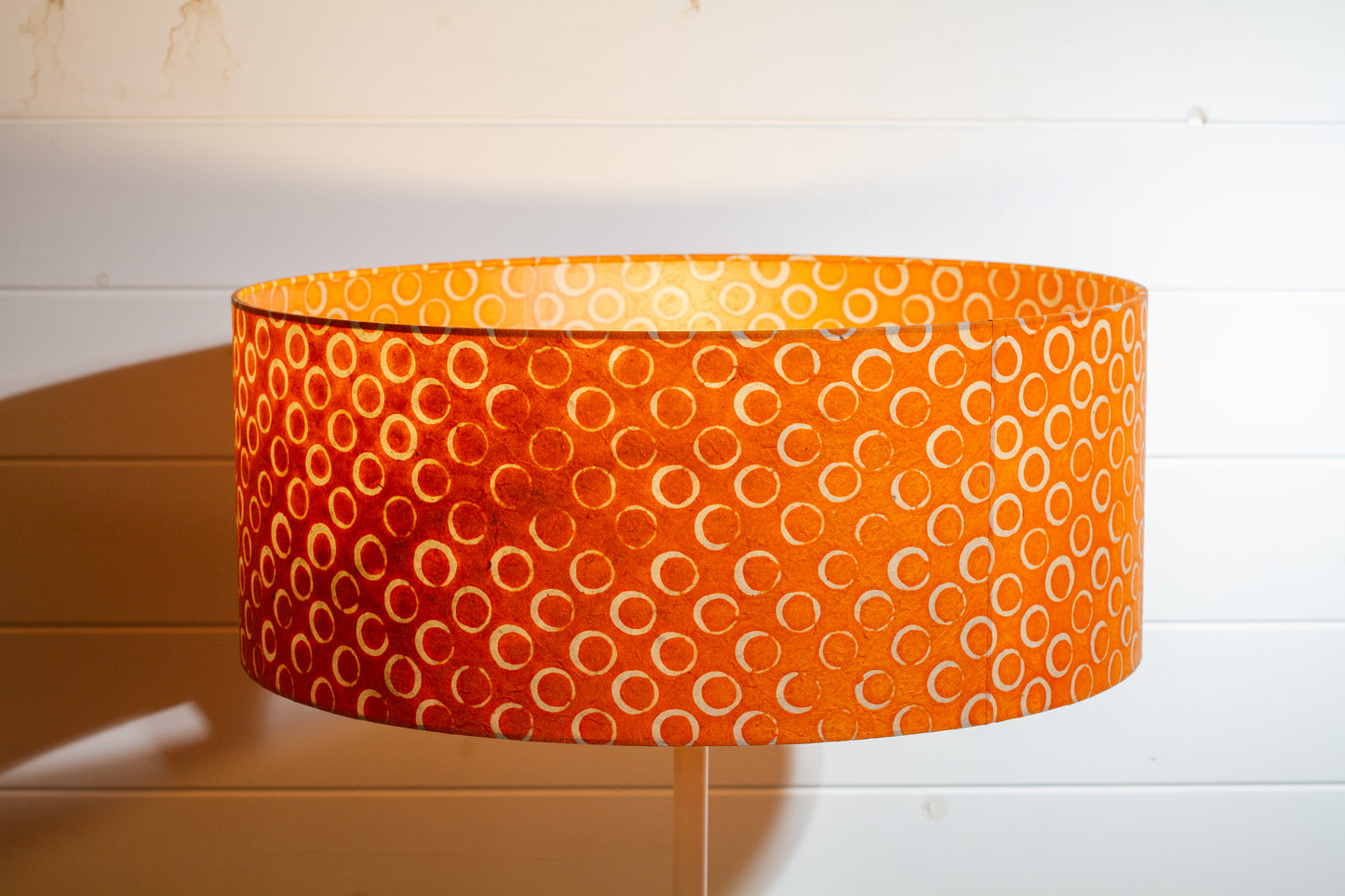 Drum Lamp Shade - P03 - Batik Orange Circles, 50cm(d) x 20cm(h)