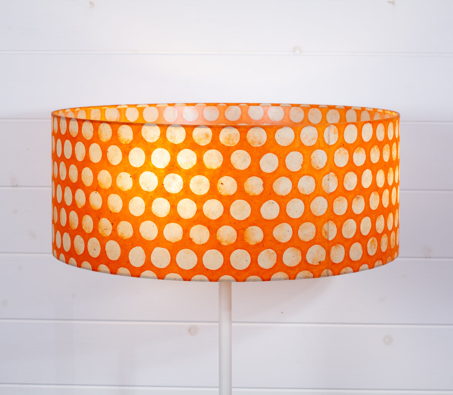 Drum Lamp Shade - B110 ~ Batik Dots on Orange, 50cm(d) x 20cm(h)