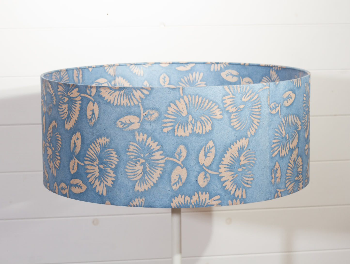 Drum Lamp Shade - B129 ~ Batik Peony Blue, 50cm(d) x 20cm(h)