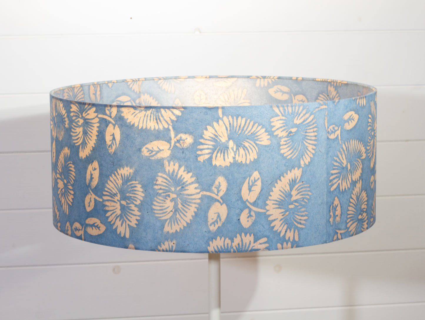 Drum Lamp Shade - B129 ~ Batik Peony Blue, 50cm(d) x 20cm(h)