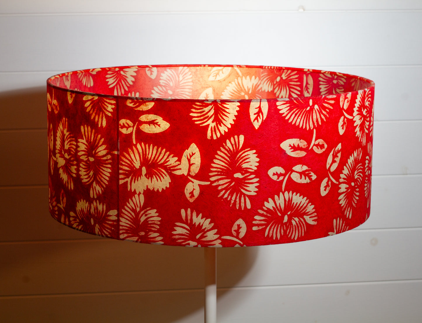 Drum Lamp Shades 50cm(d) x 20cm(h) ~  B118 Batik Peony Red