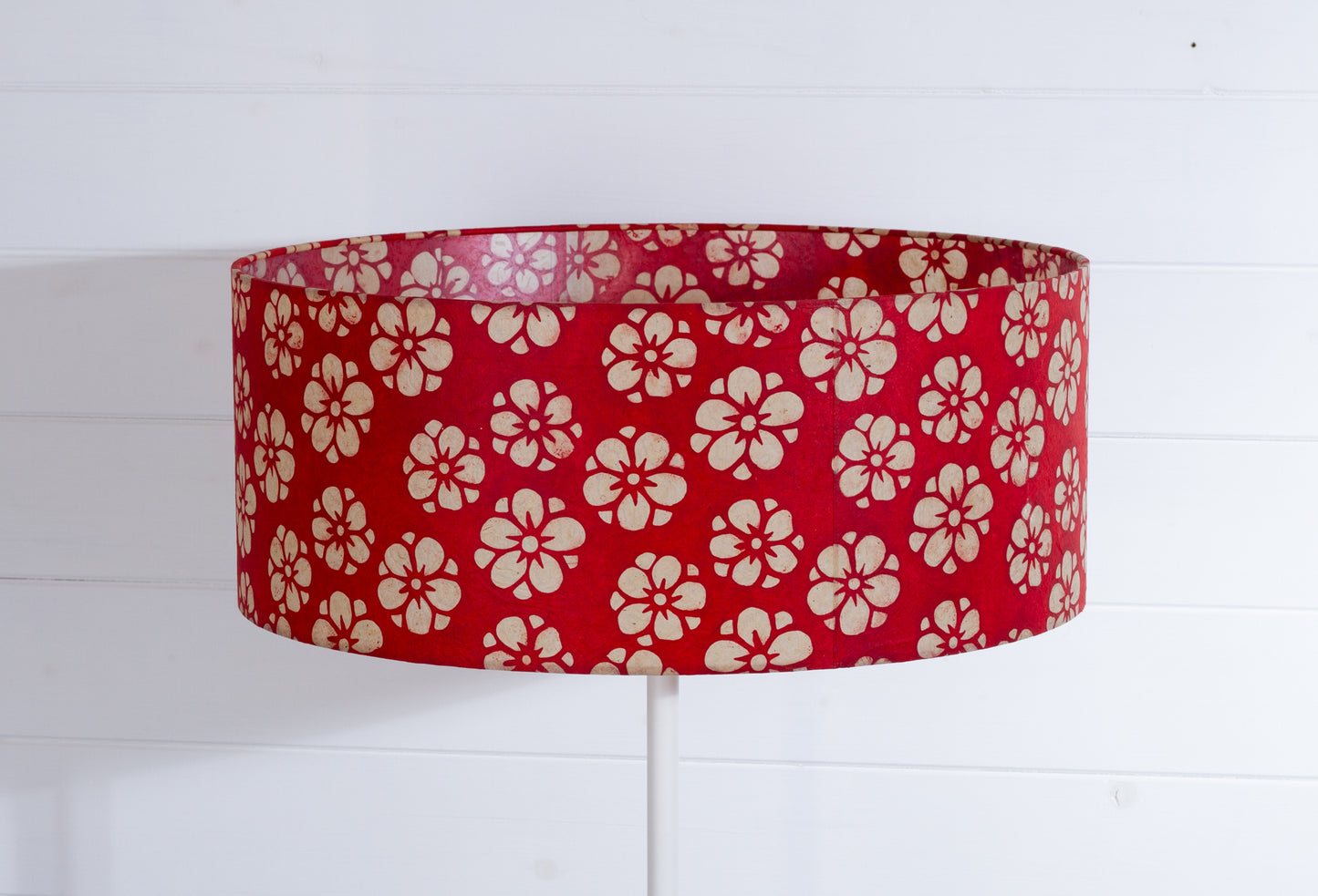 Drum Lamp Shade - P76 - Batik Star Flower Red, 50cm(d) x 20cm(h)