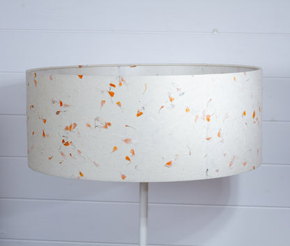 Drum Lamp Shade - P32 - Marigold Petals on Natural Lokta, 50cm(d) x 20cm(h)