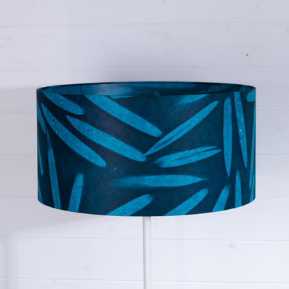 Drum Lamp Shade - P99 - Resistance Dyed Teal Bamboo, 50cm(d) x 25cm(h)