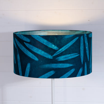 Drum Lamp Shade - P99 - Resistance Dyed Teal Bamboo, 50cm(d) x 25cm(h)