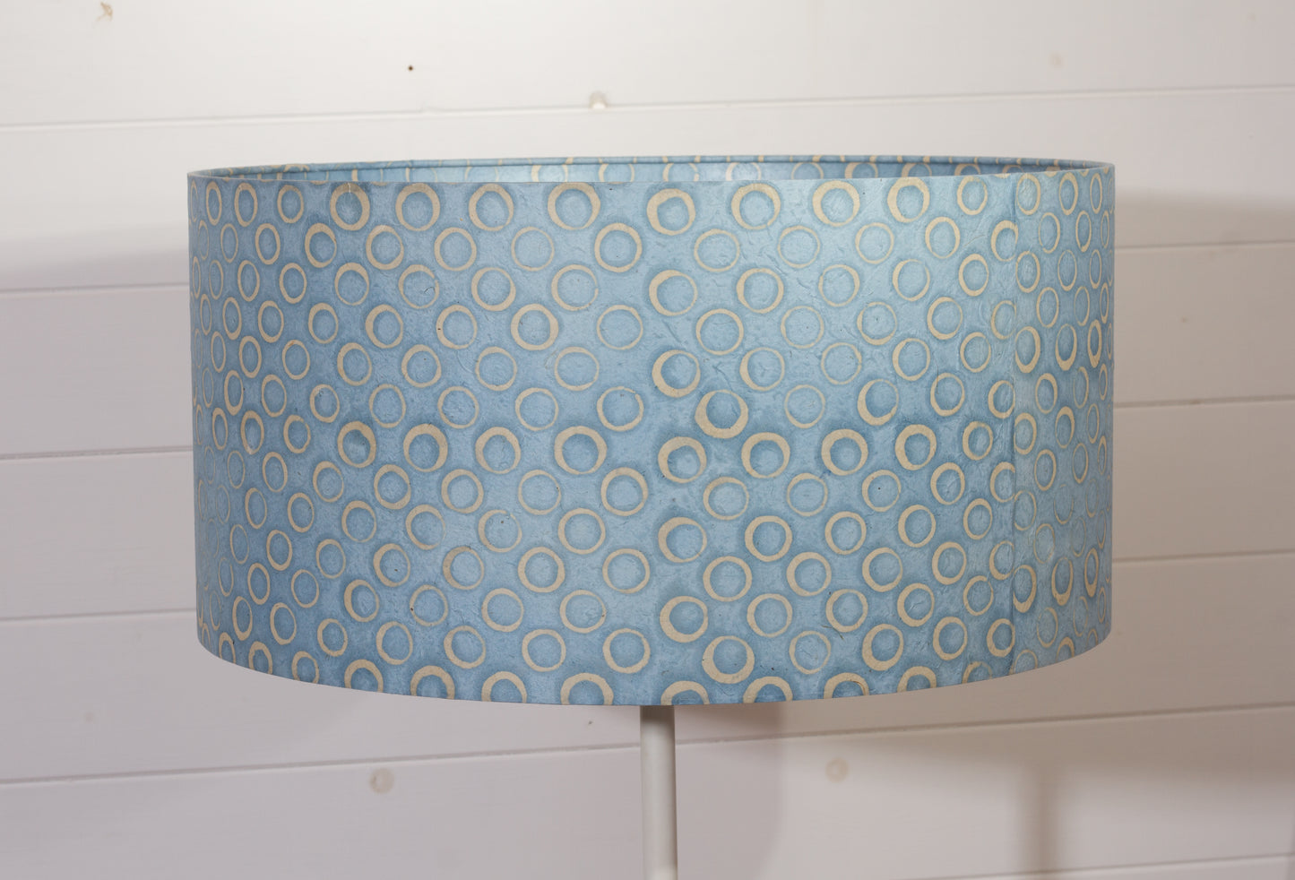 Drum Lamp Shade - P72 - Batik Blue Circles, 50cm(d) x 25cm(h)