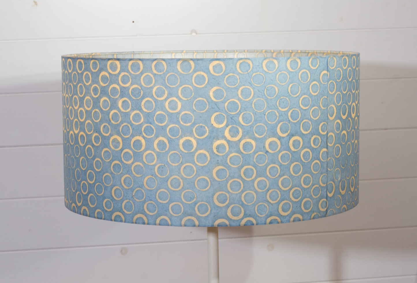Drum Lamp Shade - P72 - Batik Blue Circles, 50cm(d) x 25cm(h)